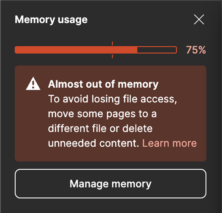 A Figma memory warning made the operational cost of the monolithic library visible.